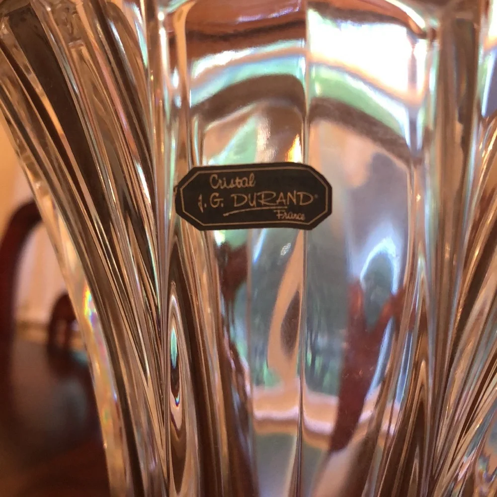 J G Durand l Vintage Crystal Floral Vase France